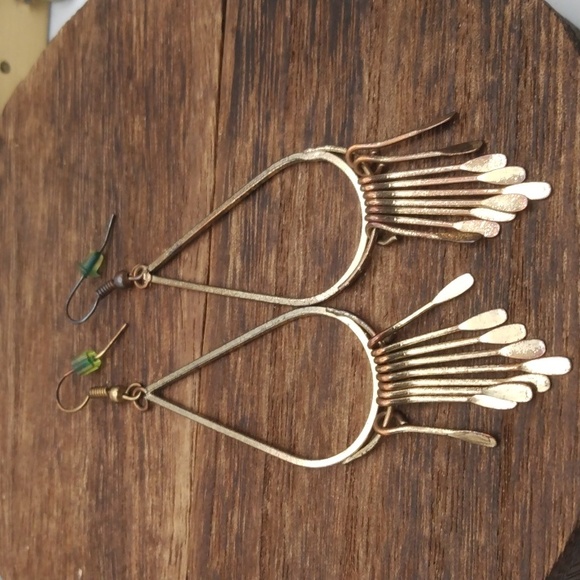 Jewelry - Tribal harp earrings tassel brutalist E808